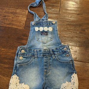 Jordache Girls 4T Romper Tank Overalls Lace Trim